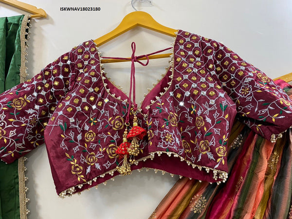 Banarasi Lehenga With Blouse And Contrast Gaji Silk Dupatta-ISKWNAV18023180