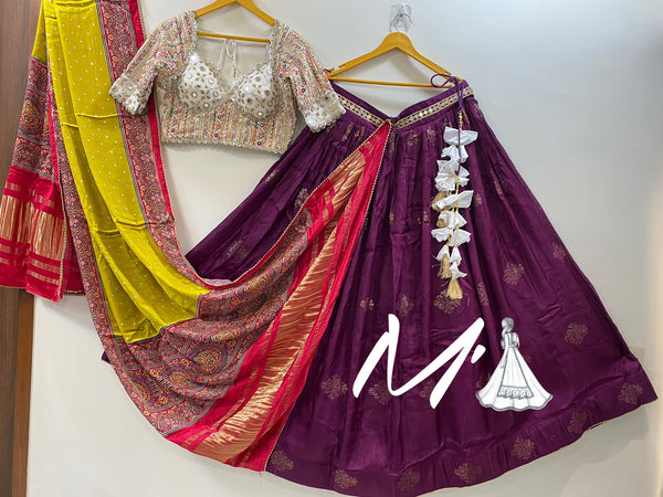 Banarasi Lehenga With Blouse And Contrast Gaji Silk Dupatta-ISKWNAV18023181