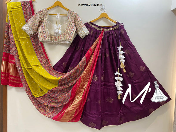 Banarasi Lehenga With Blouse And Contrast Gaji Silk Dupatta-ISKWNAV18023181