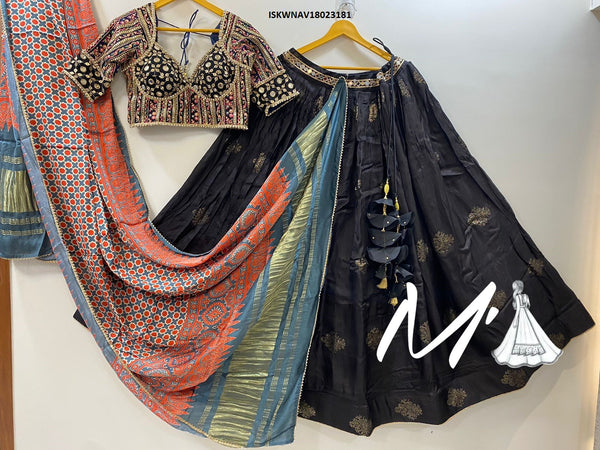 Banarasi Lehenga With Blouse And Contrast Gaji Silk Dupatta-ISKWNAV18023181