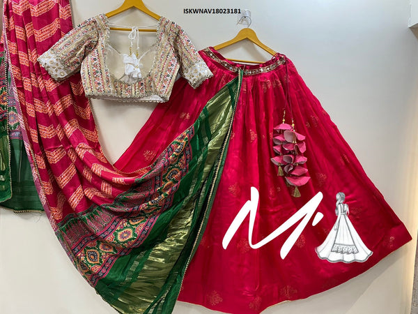 Banarasi Lehenga With Blouse And Contrast Gaji Silk Dupatta-ISKWNAV18023181