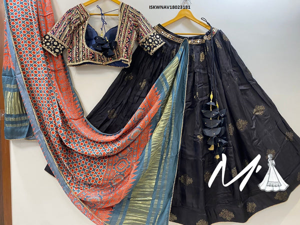 Banarasi Lehenga With Blouse And Contrast Gaji Silk Dupatta-ISKWNAV18023181