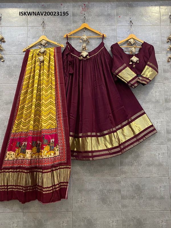 Modal Silk Lehenga With Blouse And Digital Printed Gaji Silk Dupatta-ISKWNAV20023195