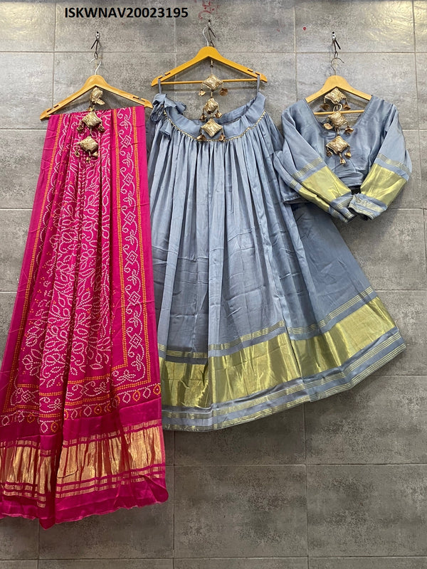 Modal Silk Lehenga With Blouse And Digital Printed Gaji Silk Dupatta-ISKWNAV20023195