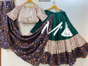 Ajrakh Block Printed Cotton Lehenga With Blouse And Dupatta-ISKWNAV09033569