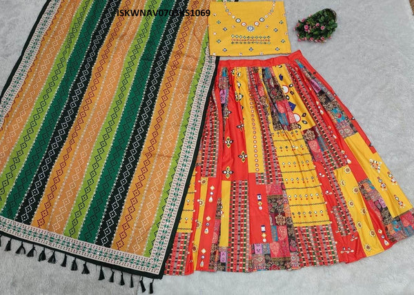 Digital Printed Butter Silk Lehenga With Blouse And Dupatta-ISKWNAV0703KS1069