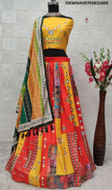 Digital Printed Butter Silk Lehenga With Blouse And Dupatta-ISKWNAV0703KS1069