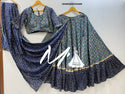 Printed Cotton Lehenga With Blouse And Dupatta-ISKWNAV07033499