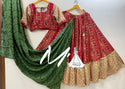 Printed Cotton Lehenga With Blouse And Dupatta-ISKWNAV07033499