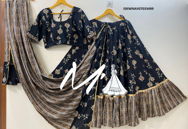 Printed Cotton Lehenga With Blouse And Dupatta-ISKWNAV07033499