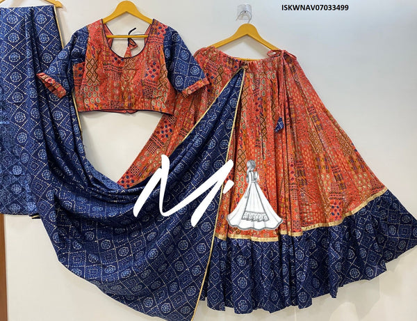 Printed Cotton Lehenga With Blouse And Dupatta-ISKWNAV07033499