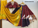 Kalamkari Patola Printed Cotton Lehnega With Blouse And Bandhani Printed Gaji Silk Dupatta-ISKWNAV06043784