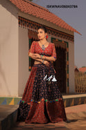 Kalamkari Patola Printed Cotton Lehnega With Blouse And Bandhani Printed Gaji Silk Dupatta-ISKWNAV06043784