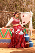 Printed Cotton Lehenga With Blouse And Dupatta-ISKWNAV10043823