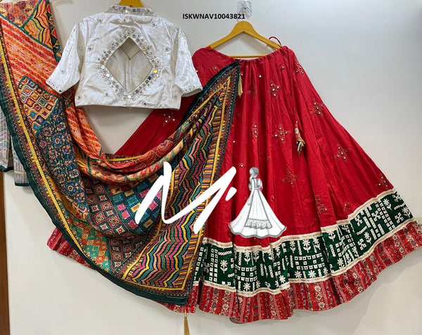 Cotton Lehenga With Gaji Silk Blouse And Printed Dupatta-ISKWNAV10043821